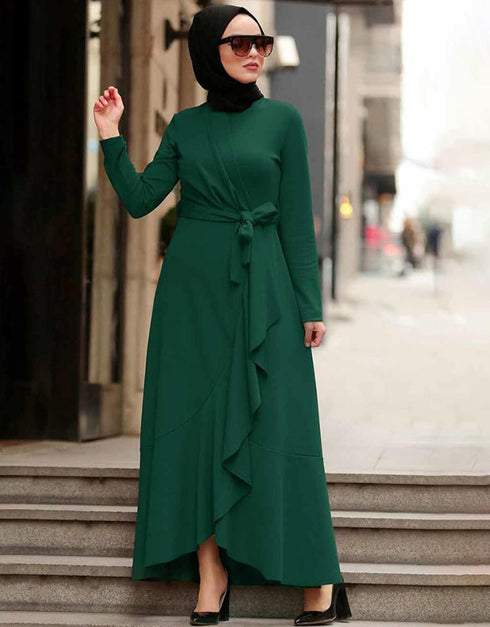 Ruffled Abaya with Belt for Women in Dubai and America